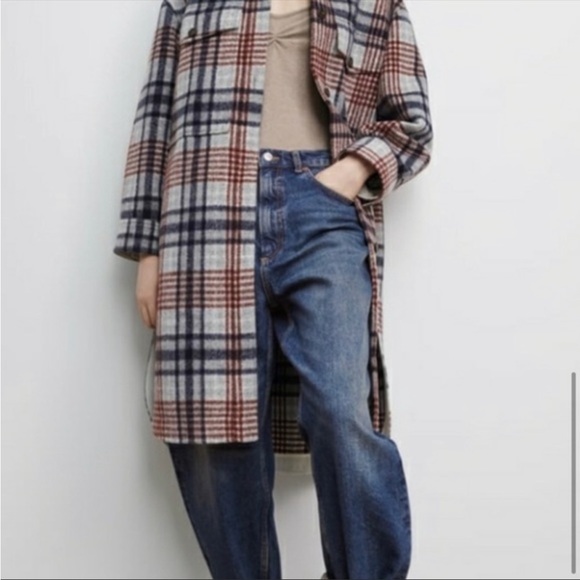 Zara Plaid Dad Coat - Picture 4 of 5
